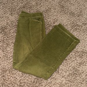 Green Ribbed Lowrise Flared Pants